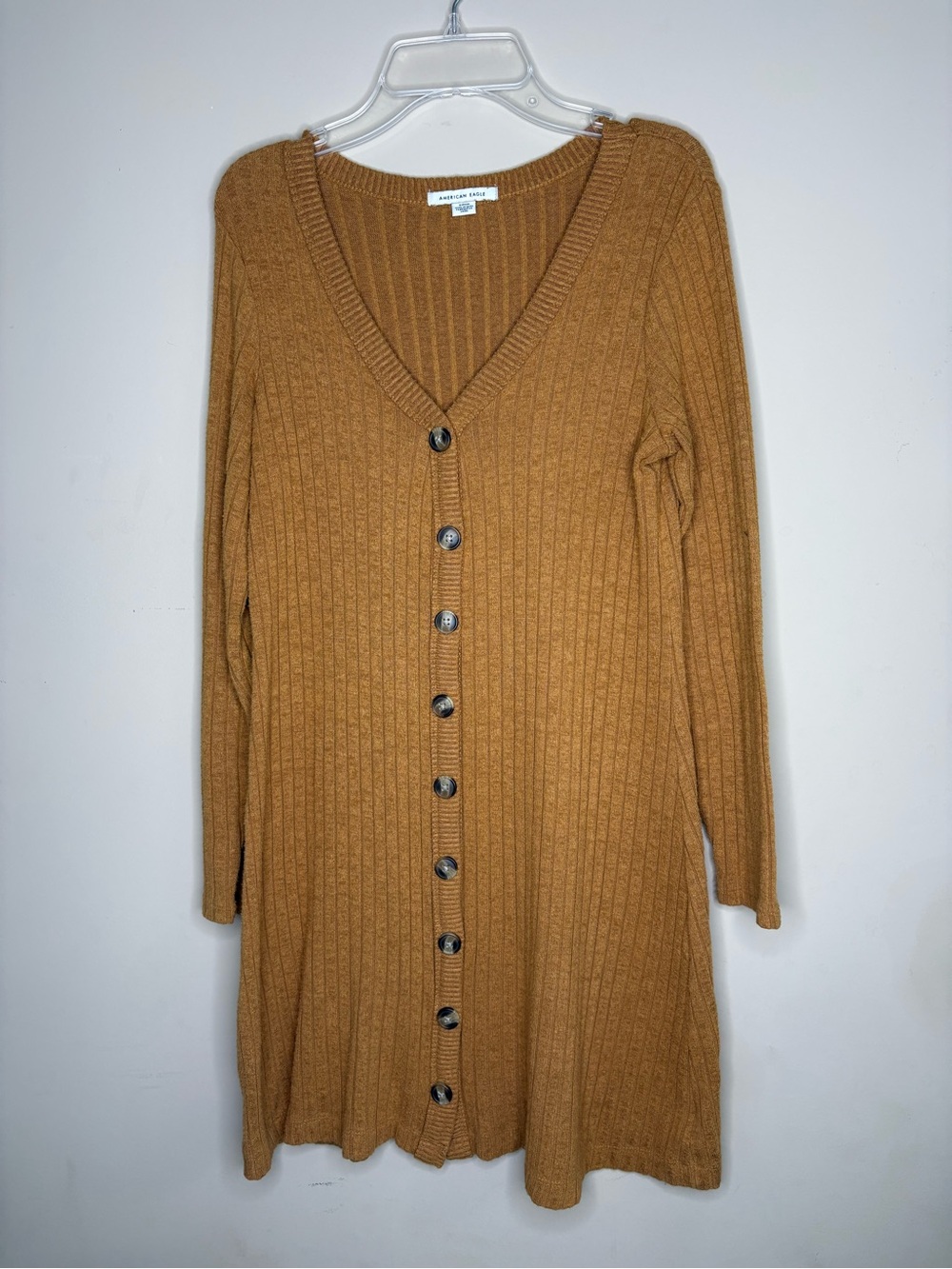 Madewell Ribbed Button-Front Dress Cardigan - Mustard